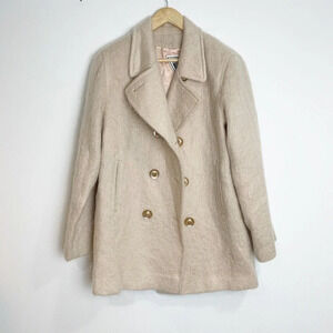 Vintage Marvin Richards Mohair Wool Cream Tan Coat Women's Size 10 Made in USA